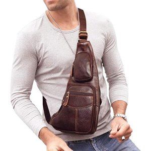 NEW Genuine Leather Sling Bag Backpack for Men